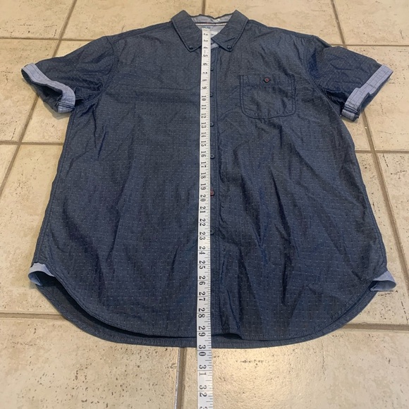 Men's Thread & Cloth Dark Blue Micro-Dot Button-Up Short Sleeve Shirt - Size L/G - Picture 4 of 7